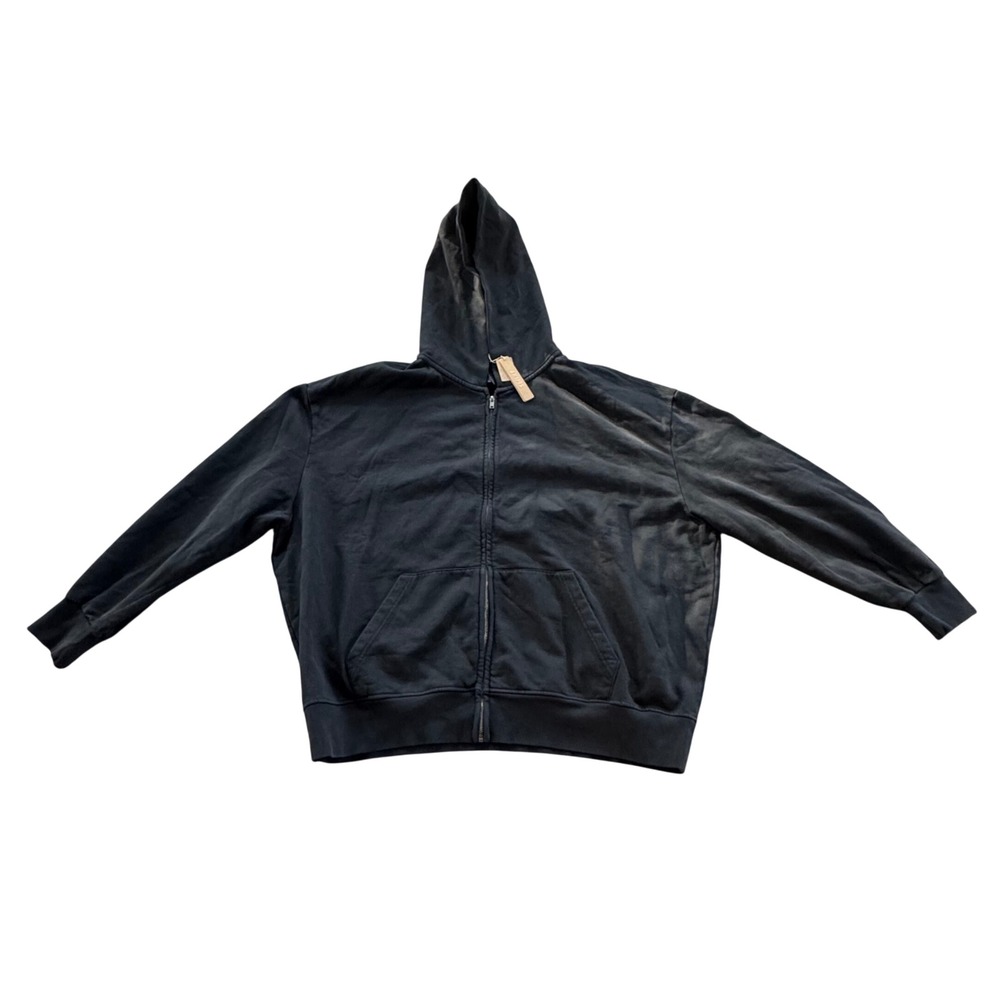 Skims Boyfriend Fleece Boxy Zip-Up Hoodie Washed Onyx Black ZU-ZUP-9945W NWT L